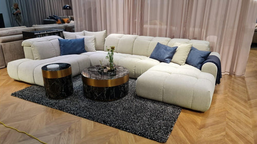 Divano Angolare a sinistro 5 posti in tessuto Bulls U Beige