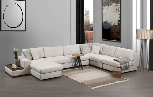 Asir Divano Angolare a sinistro 5 posti in tessuto Loop 10 Beige