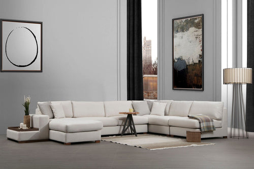 Asir Divano Angolare a sinistro 5 posti in tessuto Loop 10 Beige
