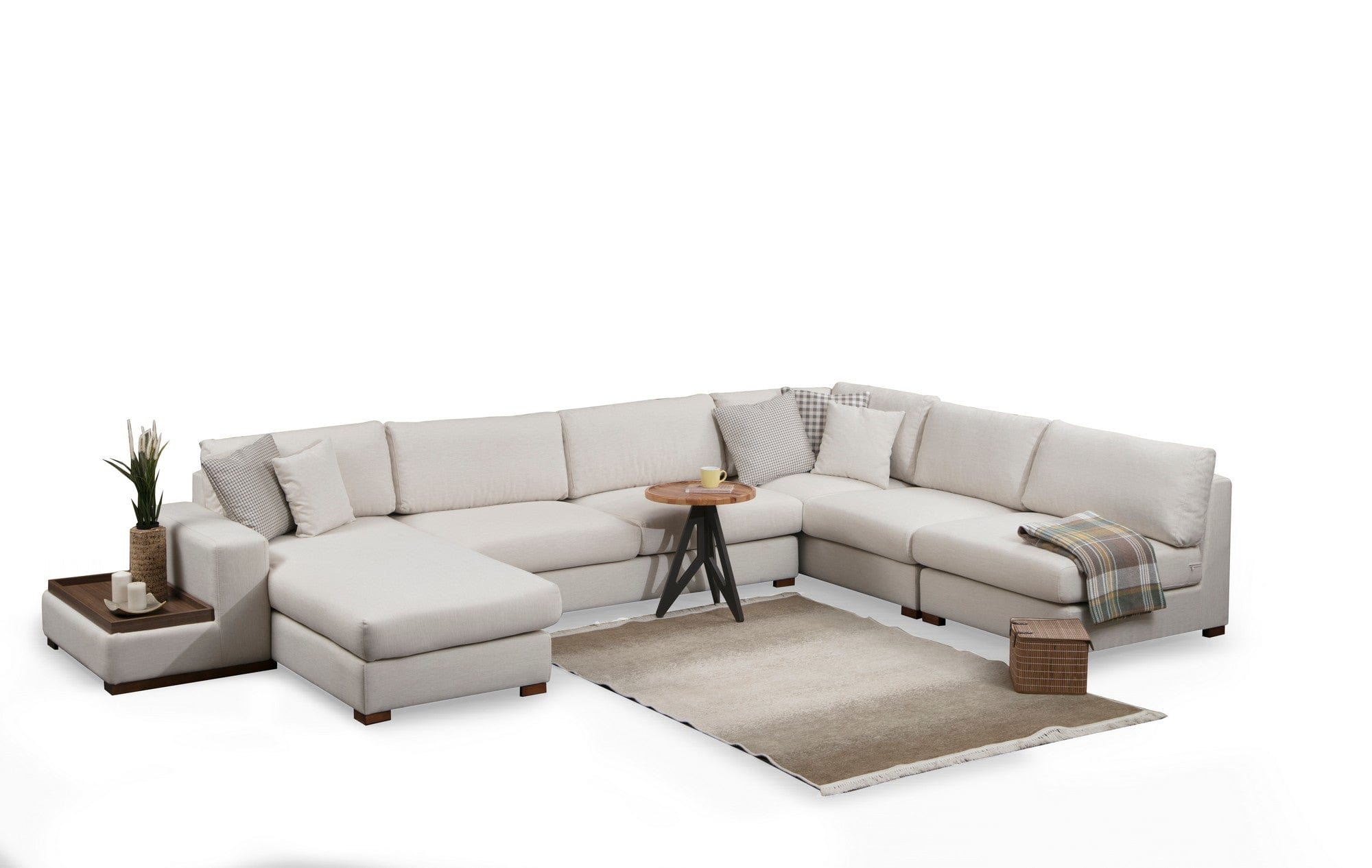 Asir Divano Angolare a sinistro 5 posti in tessuto Loop 10 Beige