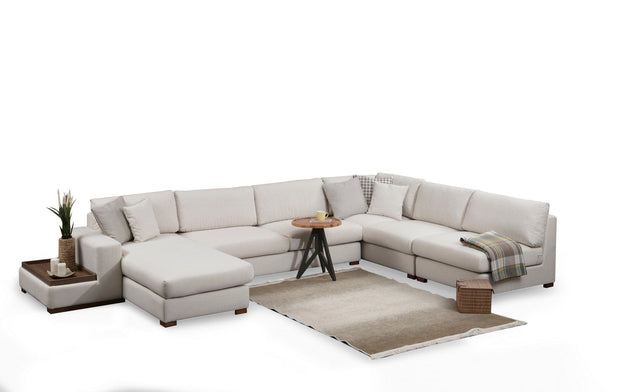 Asir Divano Angolare a sinistro 5 posti in tessuto Loop 10 Beige