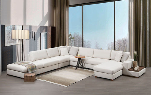 Asir Divano Angolare a sinistro 5 posti in tessuto Loop 8 Beige