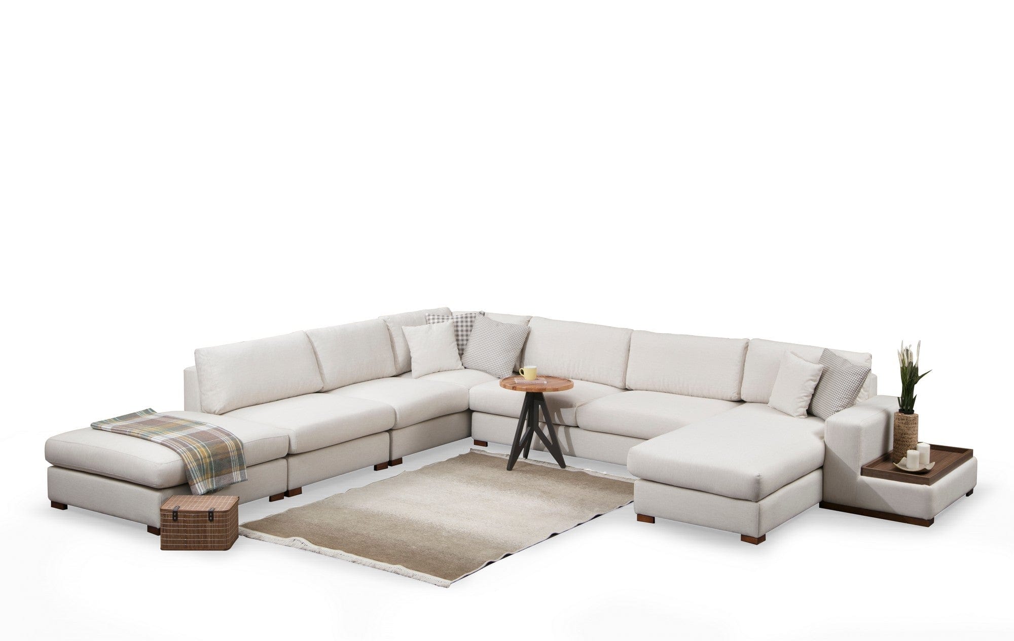 Asir Divano Angolare a sinistro 5 posti in tessuto Loop 8 Beige