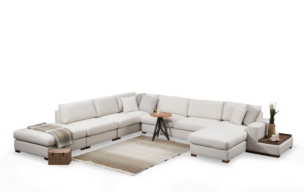 Asir Divano Angolare a sinistro 5 posti in tessuto Loop 8 Beige