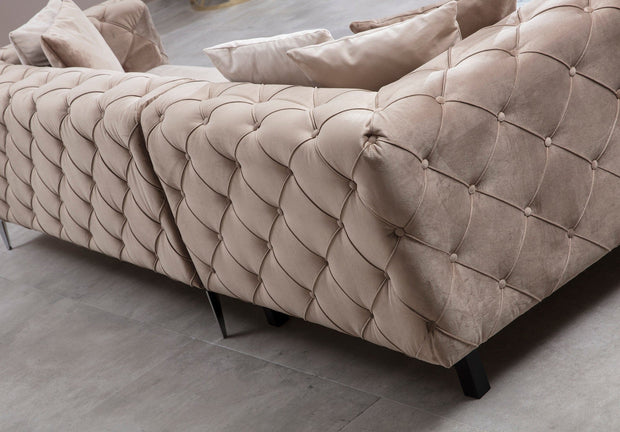 Asir Divano Angolare a sinistro 5 posti in velluto Como Beige