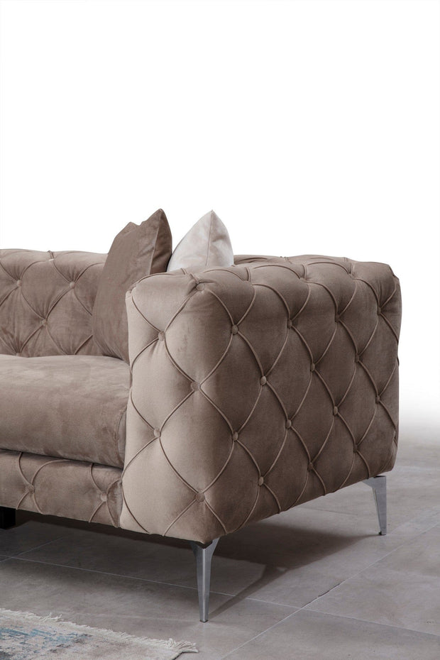 Asir Divano Angolare a sinistro 5 posti in velluto Como Beige