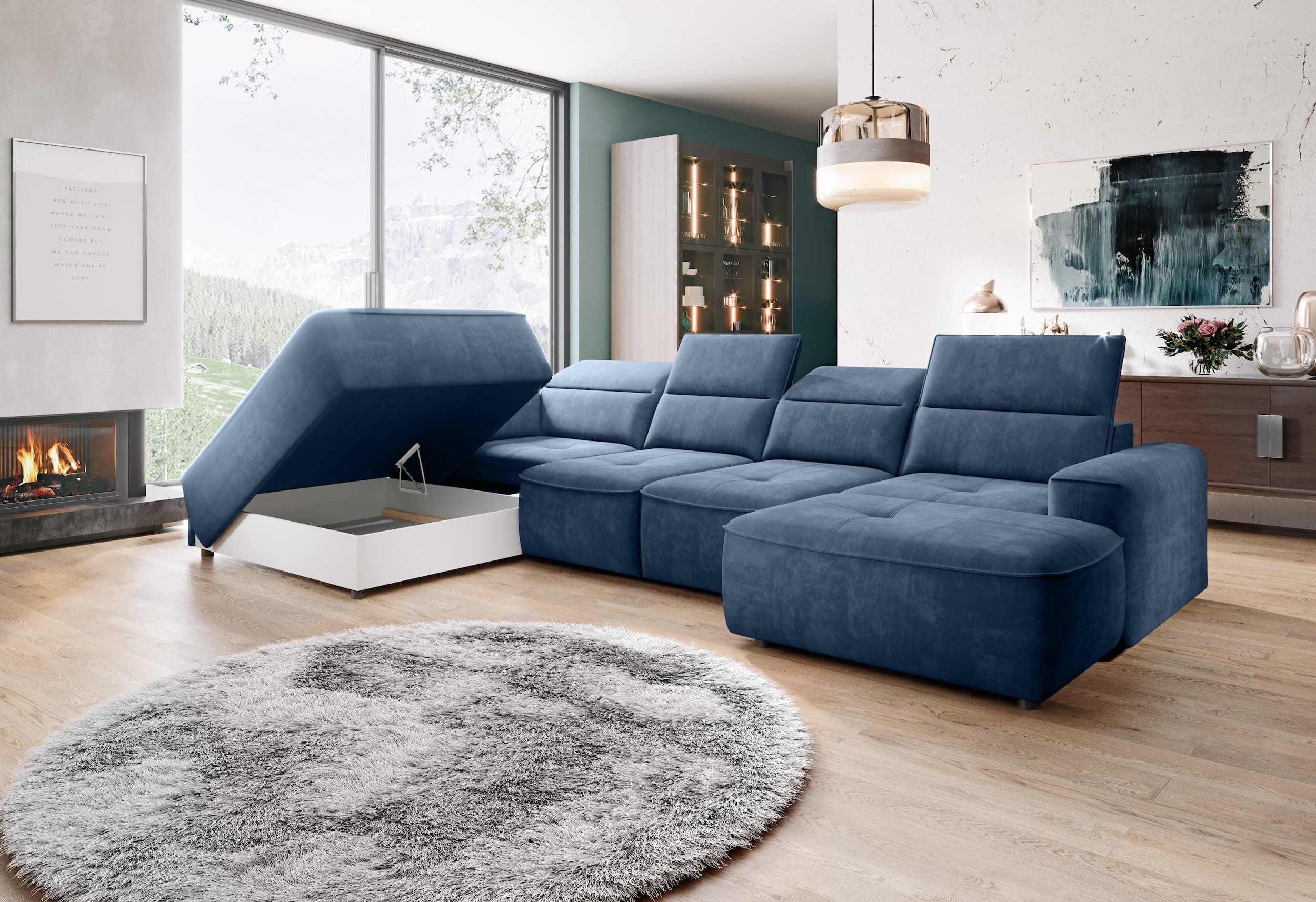 Wersal Divano Angolare a sinistro 6 posti Combi XL Blu
