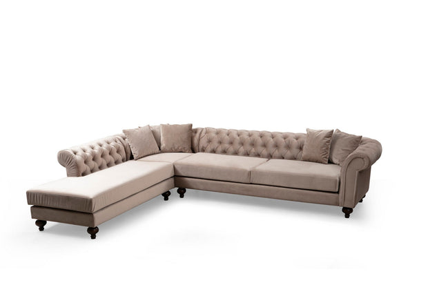 Asir Divano Angolare a sinistro 6 posti in velluto Bogart Beige