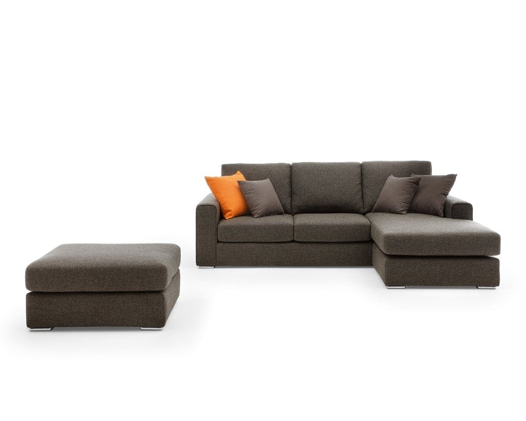 LeComfort Divano Angolare con pouf a destro 3 posti Icardi Piccola Grigio
