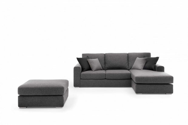 LeComfort Divano Angolare con pouf a destro 3 posti Icardi Piccola Grigio