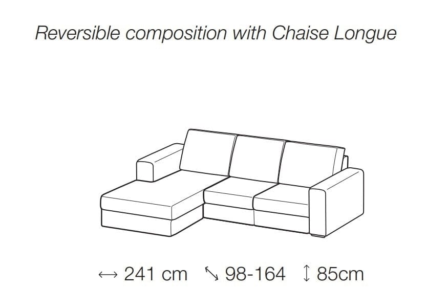 LeComfort Divano Angolare con pouf a destro 3 posti Icardi Piccola Grigio