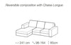 LeComfort Divano Angolare con pouf a destro 3 posti Icardi Piccola Grigio
