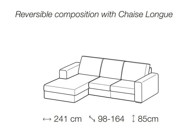 LeComfort Divano Angolare con pouf a destro 3 posti Icardi Piccola Grigio