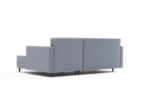 Asir Divano Angolare Letto a destro 2 posti in tessuto Aydam Blu