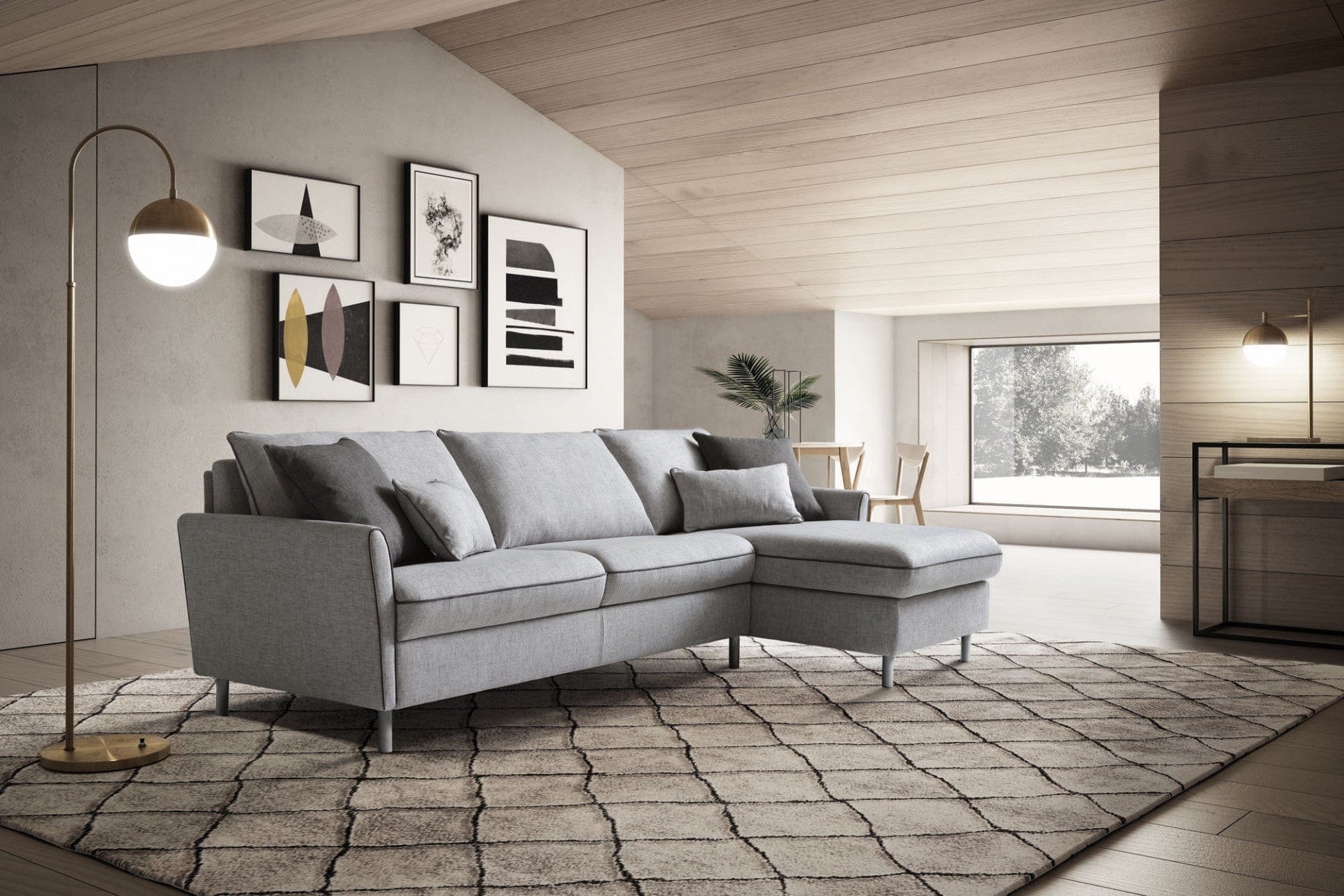 LeComfort Divano Angolare Letto a destro 3 posti Balitos Piccola Grigio