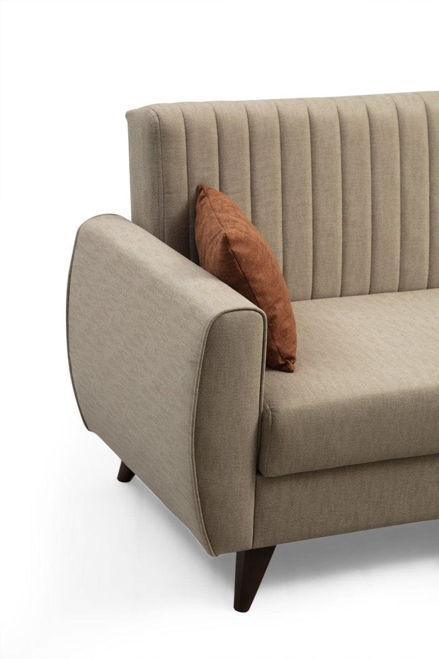 Asir Divano Angolare Letto a destro 3 posti in tessuto Alkon Beige