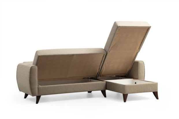 Asir Divano Angolare Letto a destro 3 posti in tessuto Alkon Beige