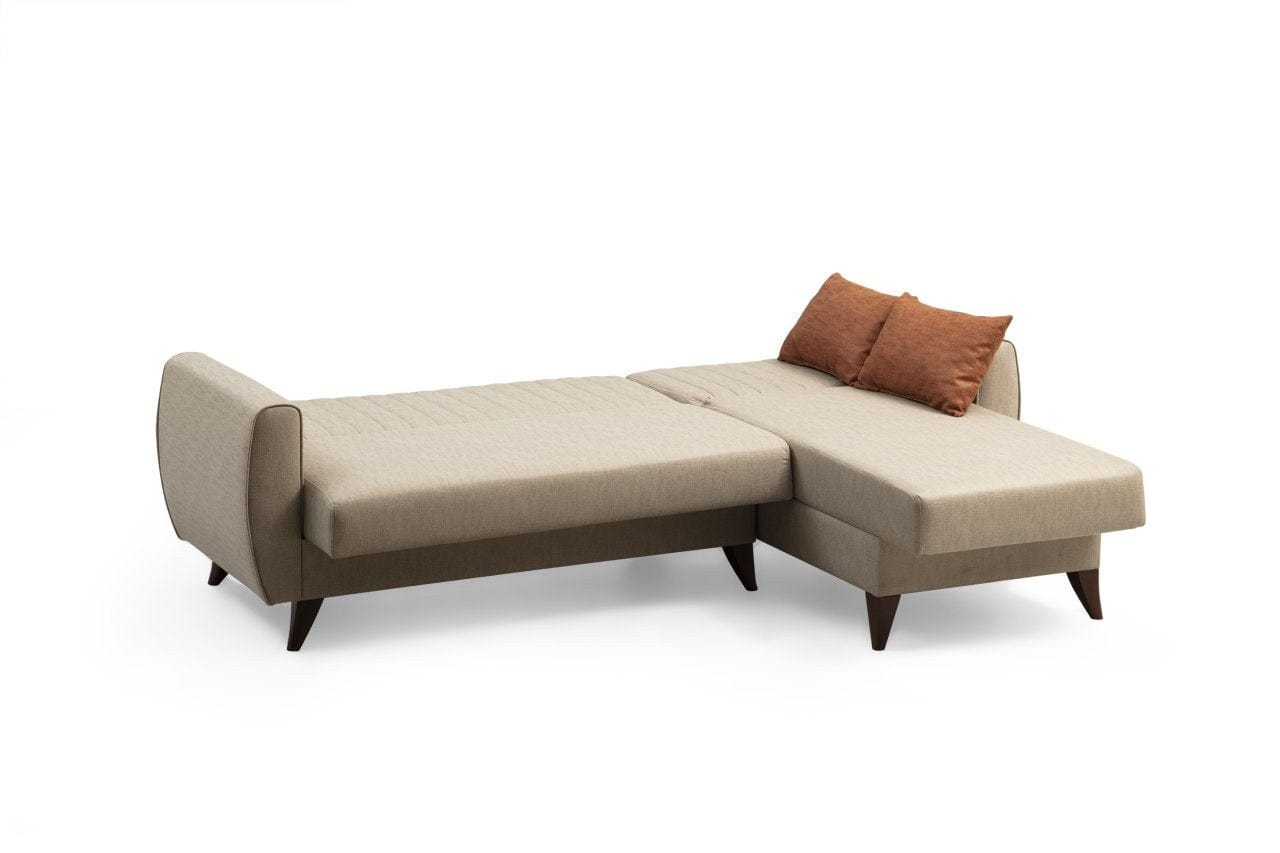 Asir Divano Angolare Letto a destro 3 posti in tessuto Alkon Beige