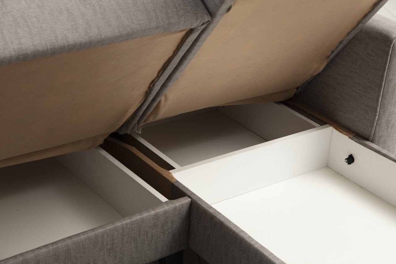 Asir Divano Angolare Letto a destro 3 posti in tessuto Alkon Grigio