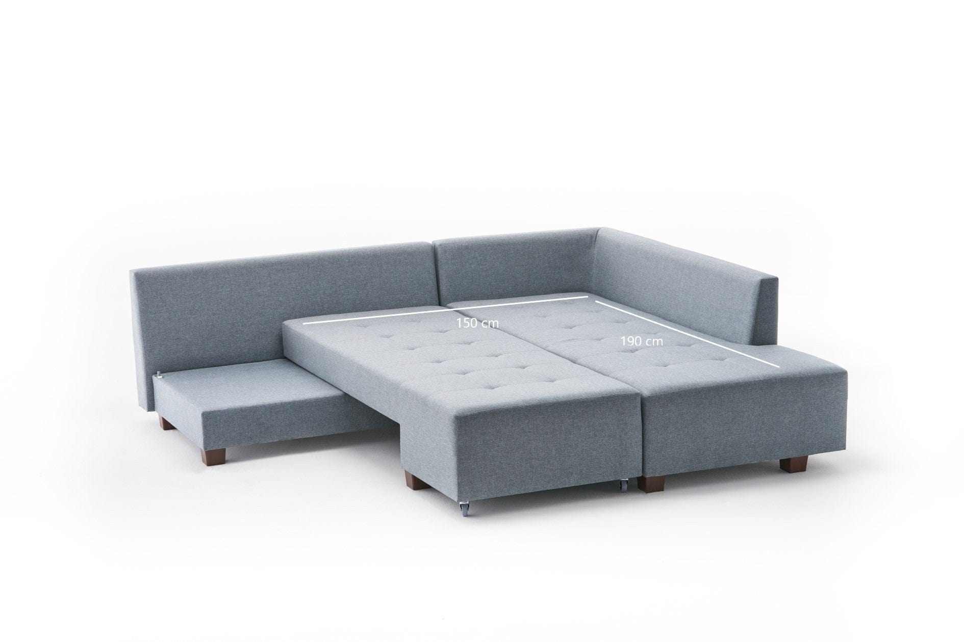 Asir Divano Angolare Letto a destro 3 posti in tessuto Manama Blu