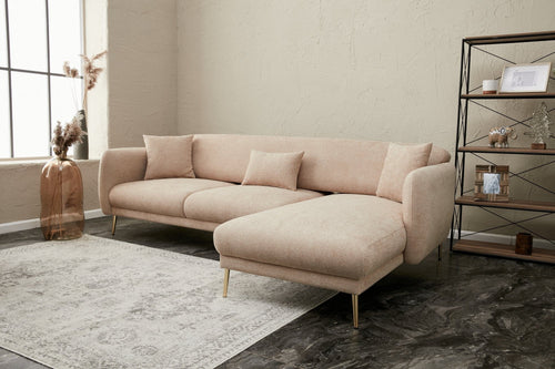 Asir Divano Angolare Letto a destro 3 posti in tessuto Simena Beige