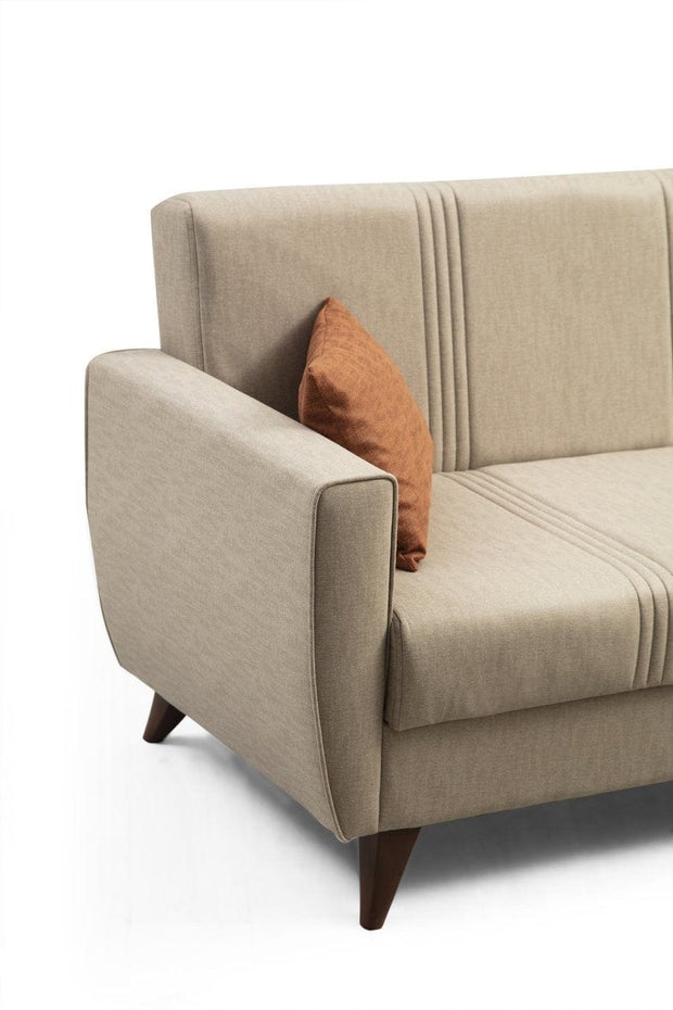 Asir Divano Angolare Letto a destro 3 posti in tessuto Zaden Beige