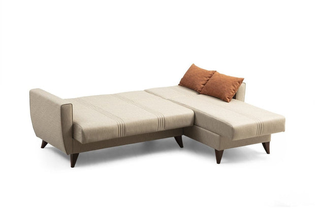 Asir Divano Angolare Letto a destro 3 posti in tessuto Zaden Beige