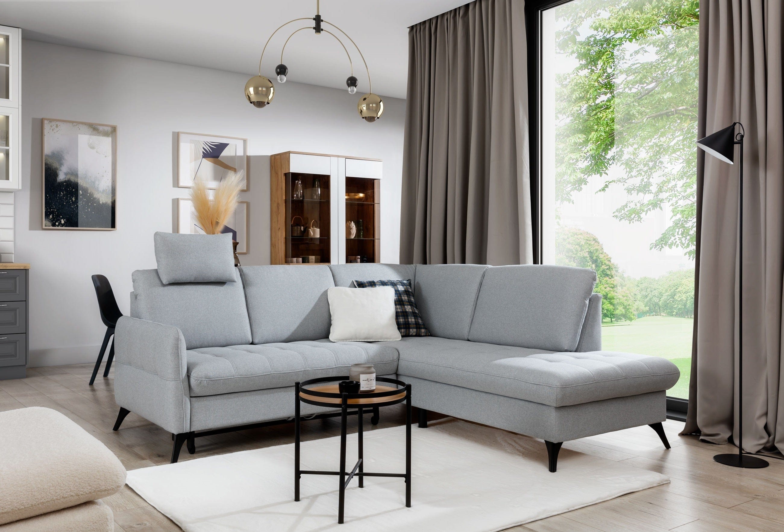 Divano Angolare Letto a destro 3 posti Luks L Grigio (4)