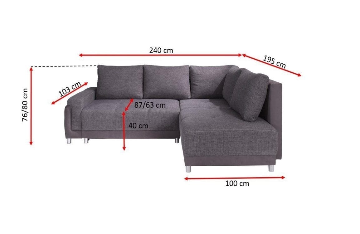 Divano Angolare Letto a destro 4 posti Bato Grigio (4)