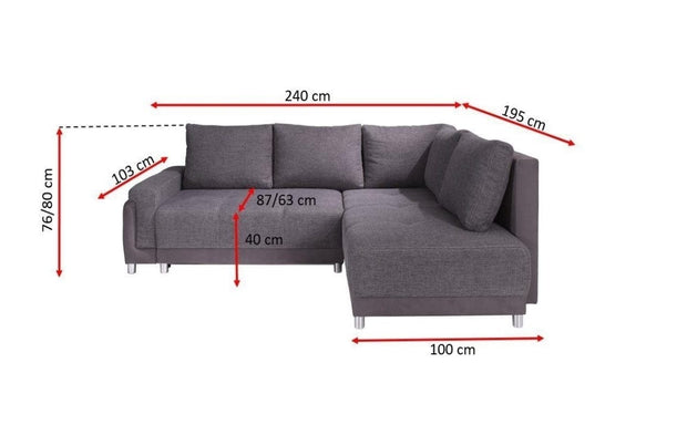 Divano Angolare Letto a destro 4 posti Bato Grigio (4)