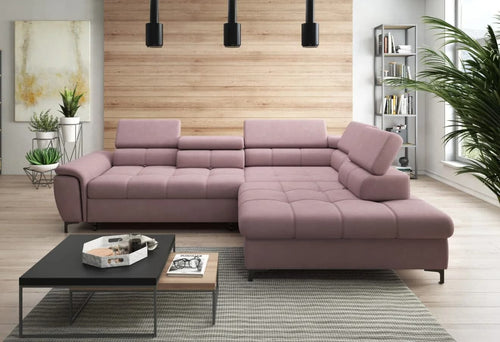 Wersal Divano Angolare Letto a destro 4 posti Devos Rosa