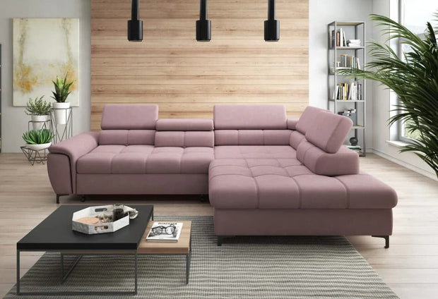 Wersal Divano Angolare Letto a destro 4 posti Devos Rosa