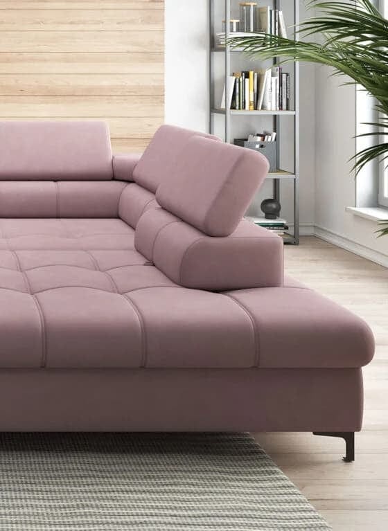 Wersal Divano Angolare Letto a destro 4 posti Devos Rosa