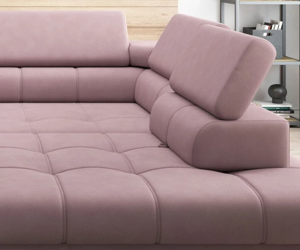 Wersal Divano Angolare Letto a destro 4 posti Devos Rosa