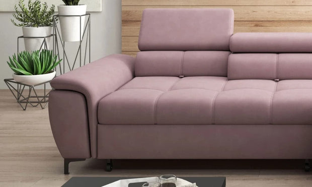 Wersal Divano Angolare Letto a destro 4 posti Devos Rosa