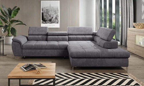 Wersal Divano Angolare Letto a destro 4 posti Empon Grigio