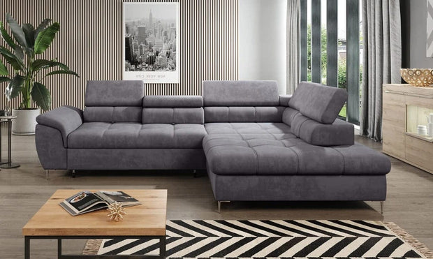 Wersal Divano Angolare Letto a destro 4 posti Empon Grigio