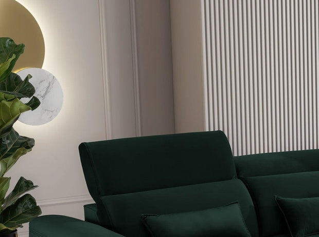 Eltap Divano Angolare Letto a destro 4 posti, in velluto Fobleros Plus Verde