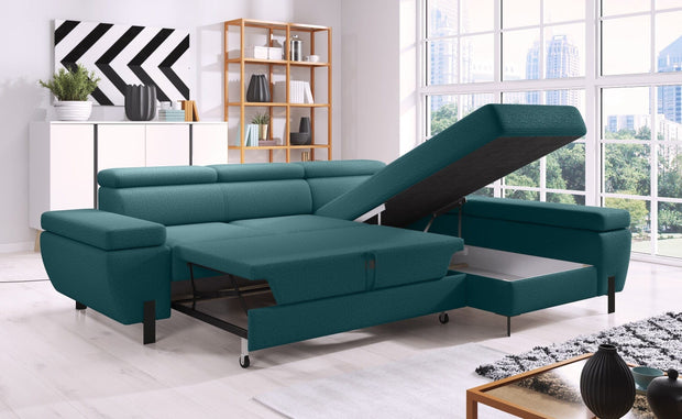 Wersal Divano Angolare Letto a destro 4 posti Melinda Mini Verde