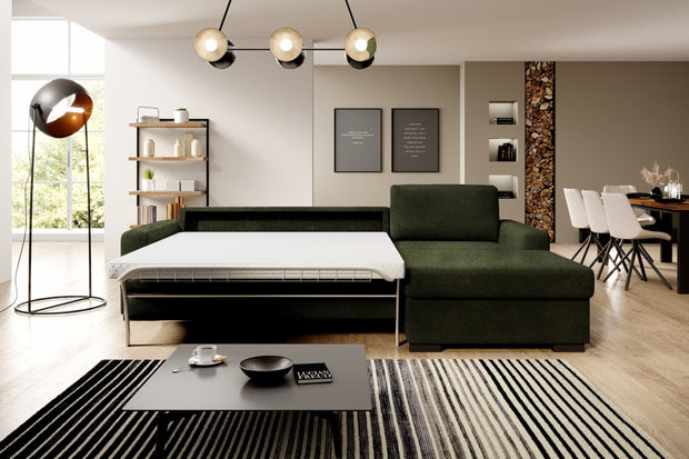 Wersal Divano Angolare Letto a destro 4 posti Vanilis Mini 140 Verde