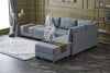 Asir Divano Angolare Letto a destro 5 posti in tessuto Fly Blu