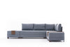 Asir Divano Angolare Letto a destro 5 posti in tessuto Fly Blu