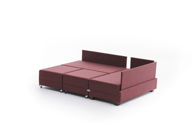 Asir Divano Angolare Letto a destro 5 posti in tessuto Fly Bordeaux