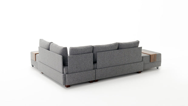 Asir Divano Angolare Letto a destro 5 posti in tessuto Fly Grigio