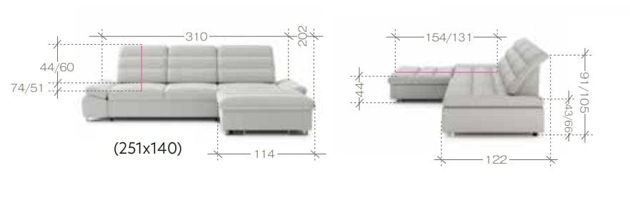 Divano Angolare Letto a destro 6 posti Romisa Media Grigio (5)