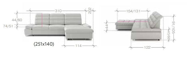 Divano Angolare Letto a destro 6 posti Romisa Media Grigio (5)