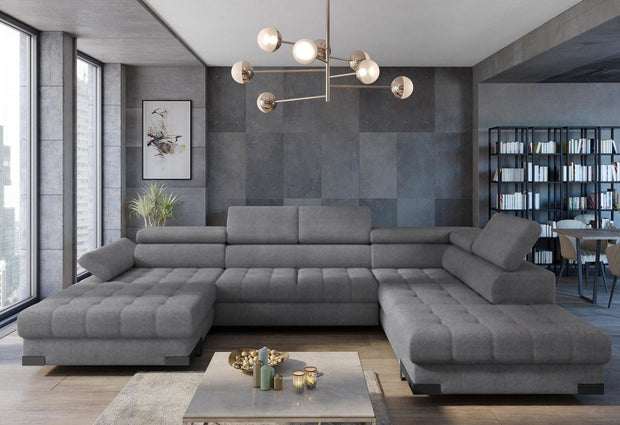Wersal Divano Angolare Letto a destro 6 posti Savel XL Grigio
