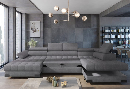 Wersal Divano Angolare Letto a destro 6 posti Savel XL Grigio