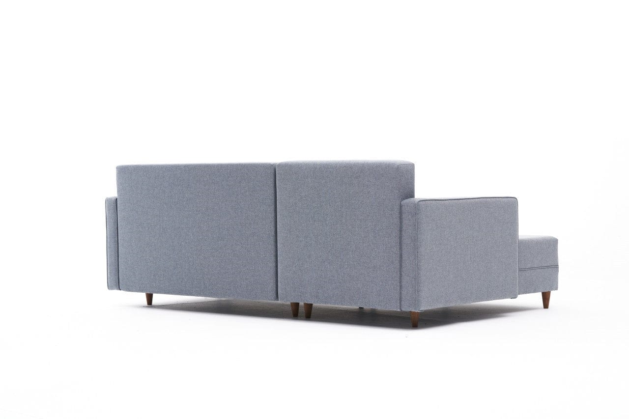 Asir Divano Angolare Letto a sinistro 2 posti in tessuto Aydam Blu