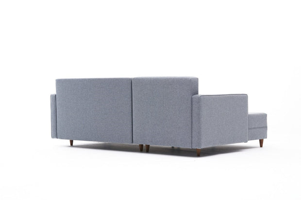 Asir Divano Angolare Letto a sinistro 2 posti in tessuto Aydam Blu